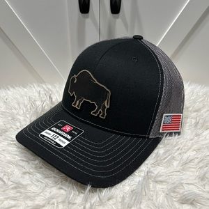 Laser engraved Buffalo Richardson 112 trucker hat.